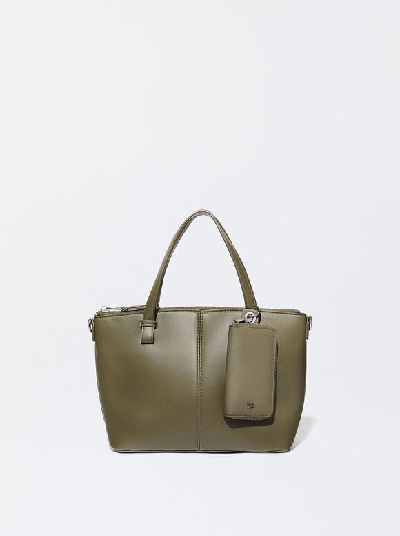 Tote Bag With Removable Purse, Khaki, hi-res
