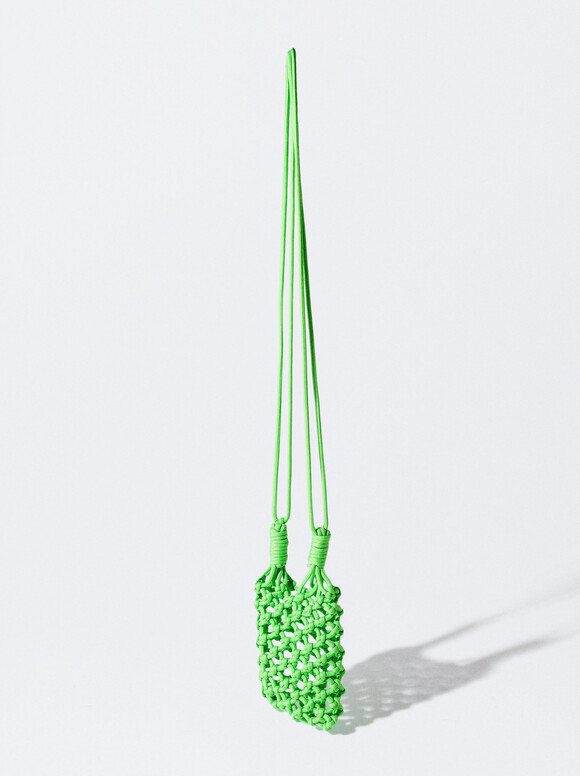 Crochet Crossbody Bag, Green, hi-res