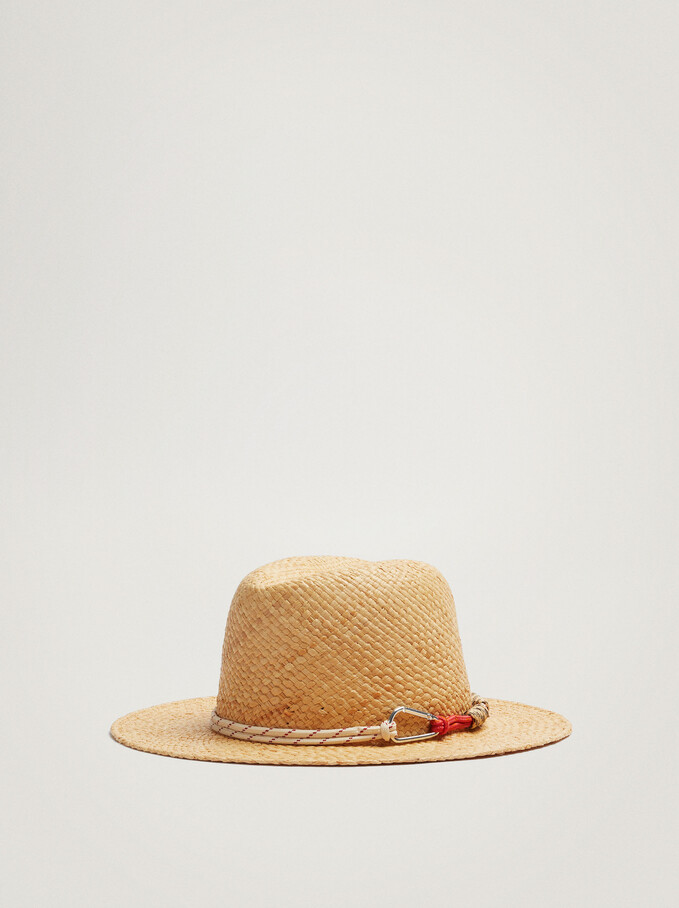 Sombrero De Paja Con Cuerda, Crudo, hi-res
