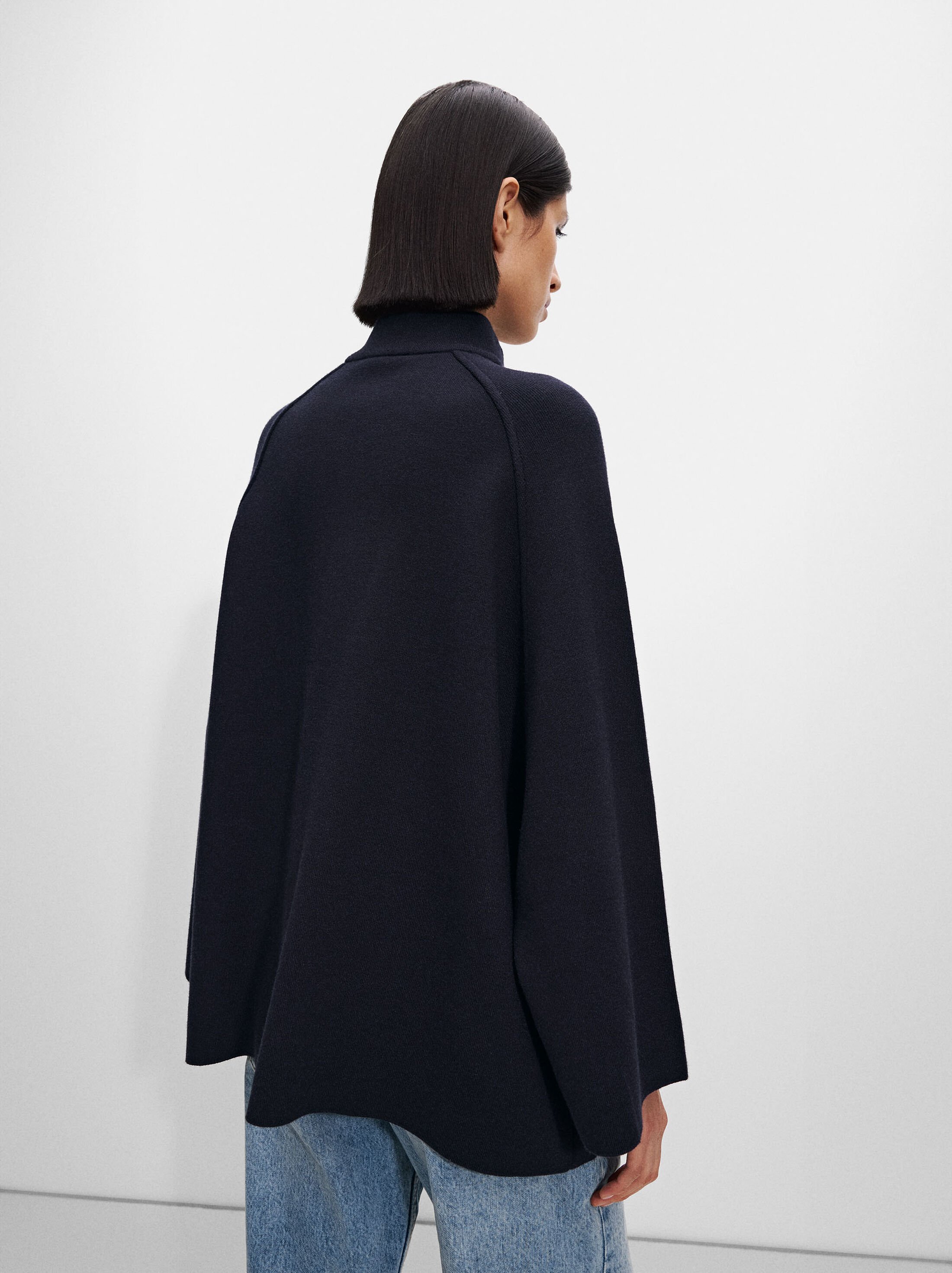 Knit poncho with high neck image number 3.0