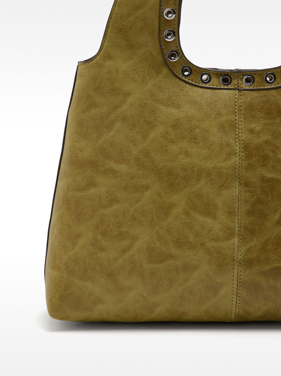 Sac à épaule craquelé avec clous