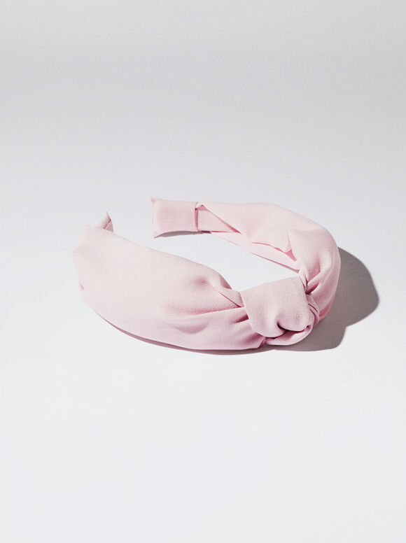 Wide Headband With Knot, Pink, hi-res
