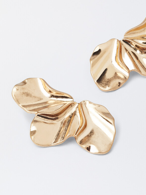Medium Flower Earrings, Golden, hi-res