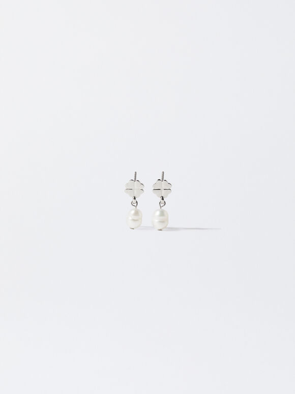 Earrings  With Freshwater Pearl, Silver, hi-res