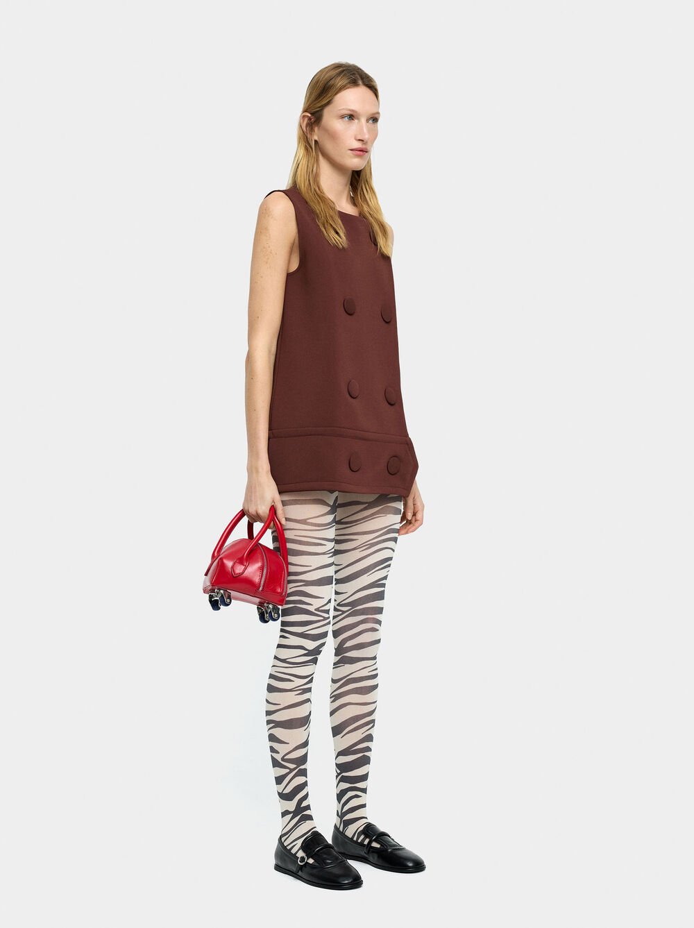 Knit tights with animal print