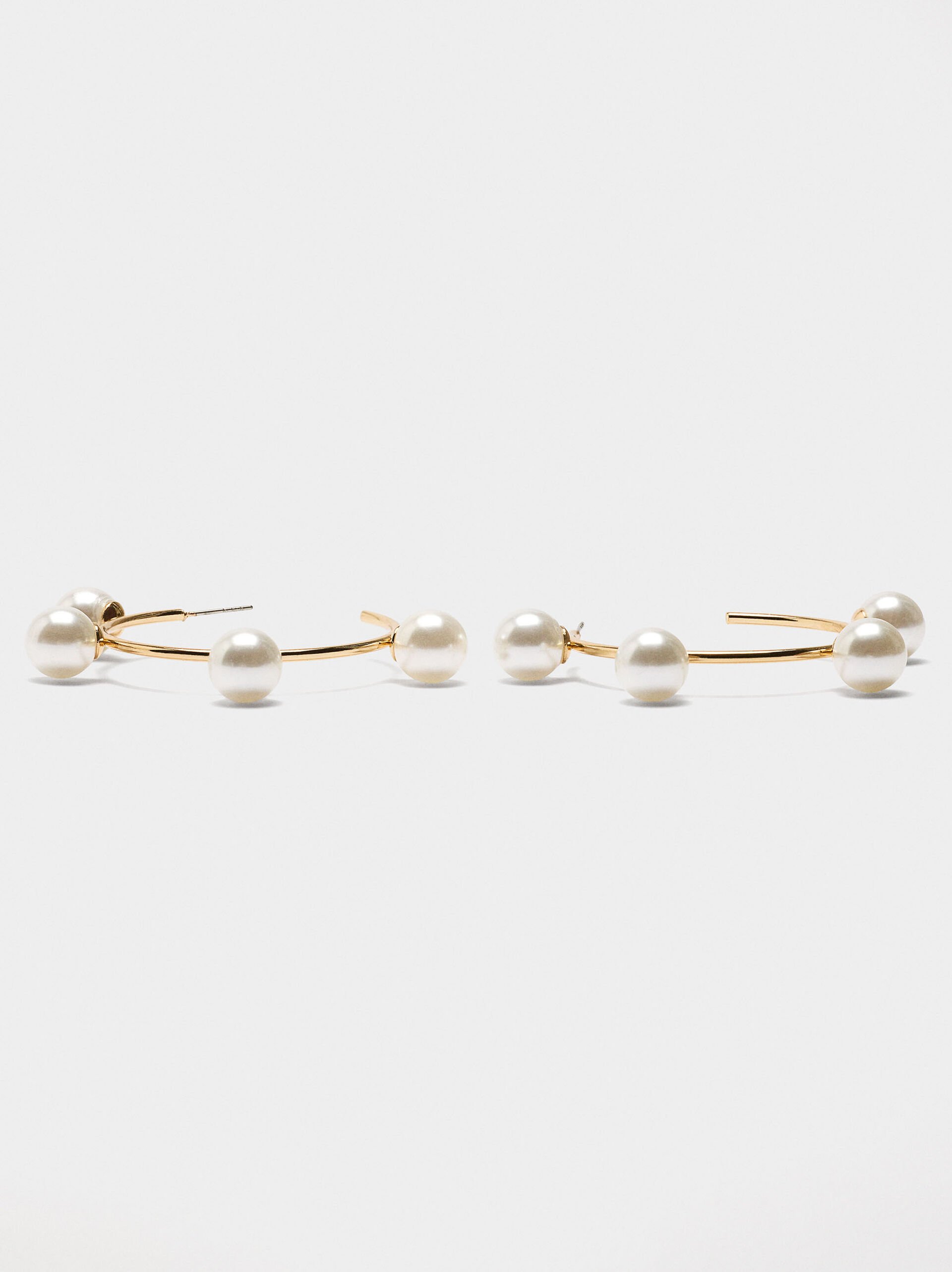 Open hoop earrings with pearls image number 1.0