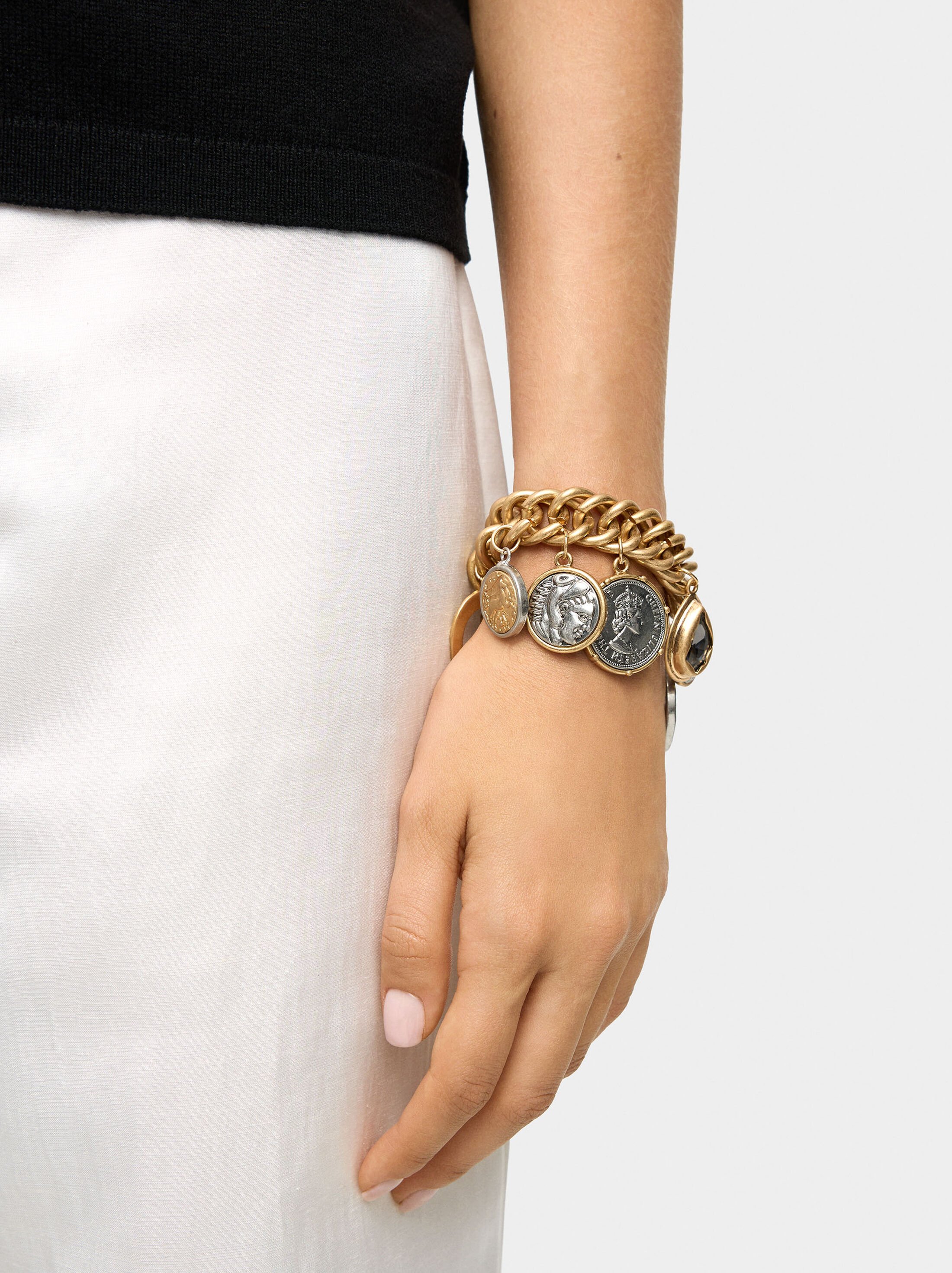 Polsera bicolor amb monedes image number 1.0