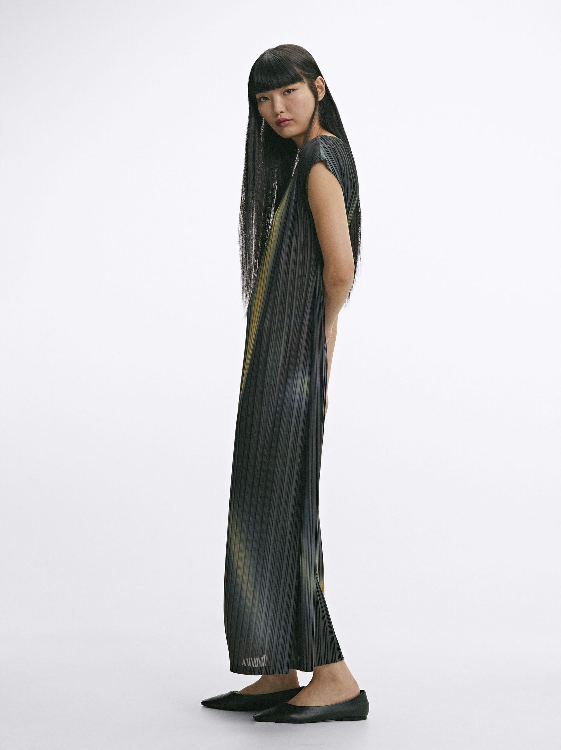 Textured Printed Dress image number 1.0