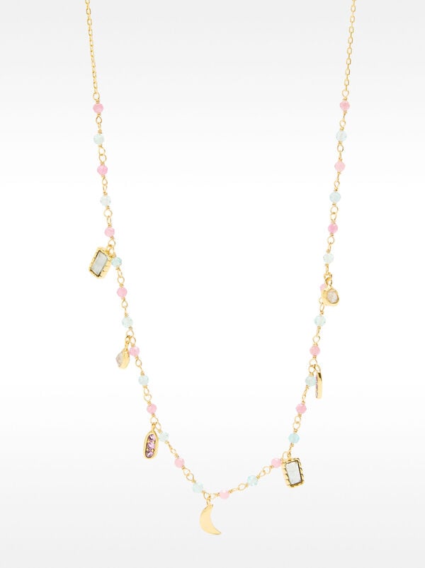 Necklace with stones and zirconia - 925 sterling silver