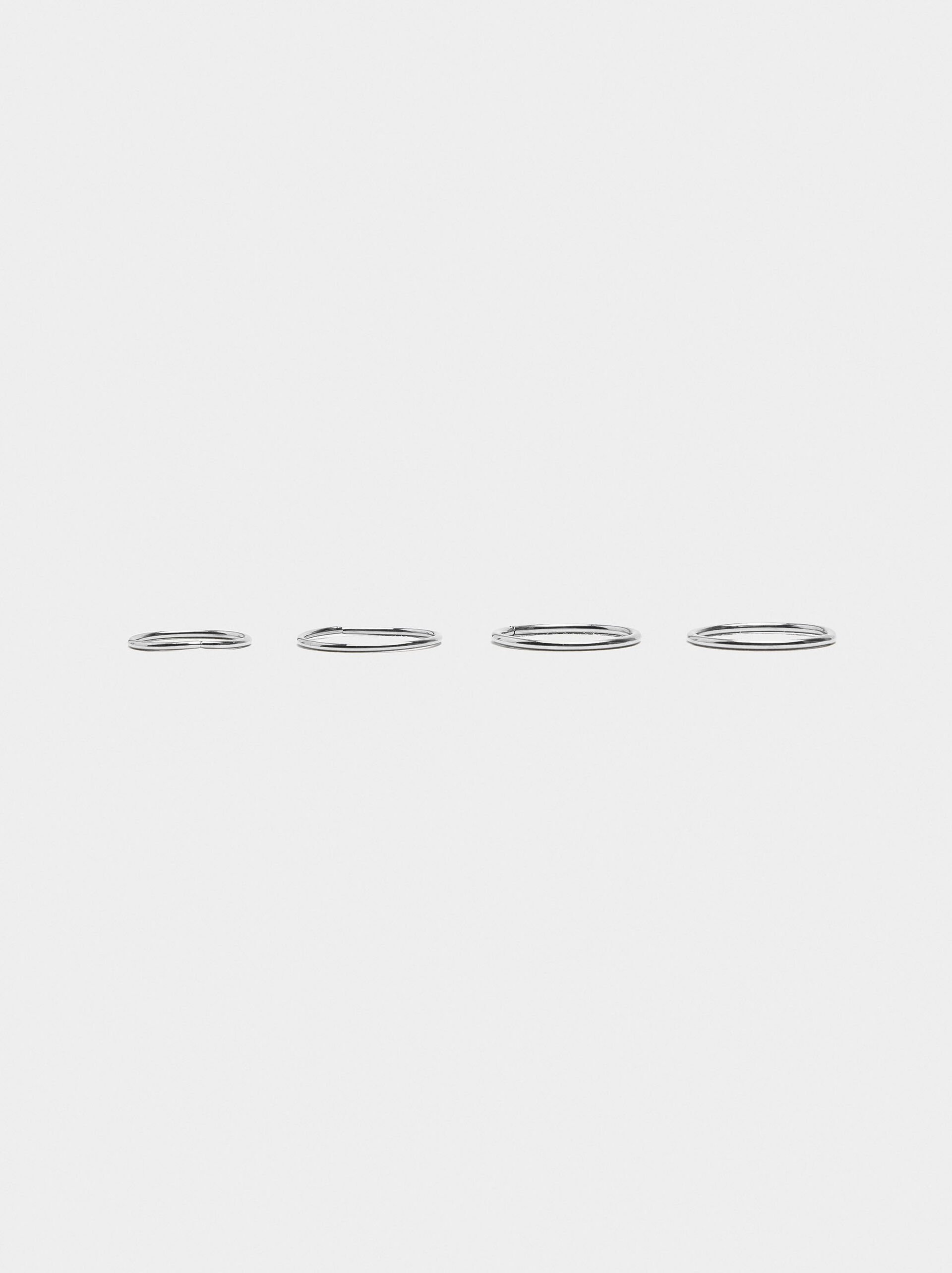 Set of four smooth rings - stainless steel image number 0.0