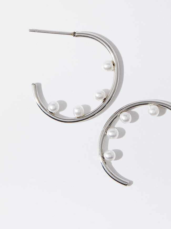 Stainless Steel Earrings With Pearls image number 0.0