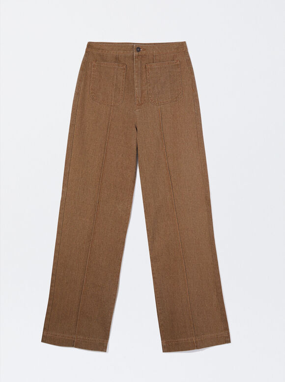 Straight Fit Jeans, Brown, hi-res