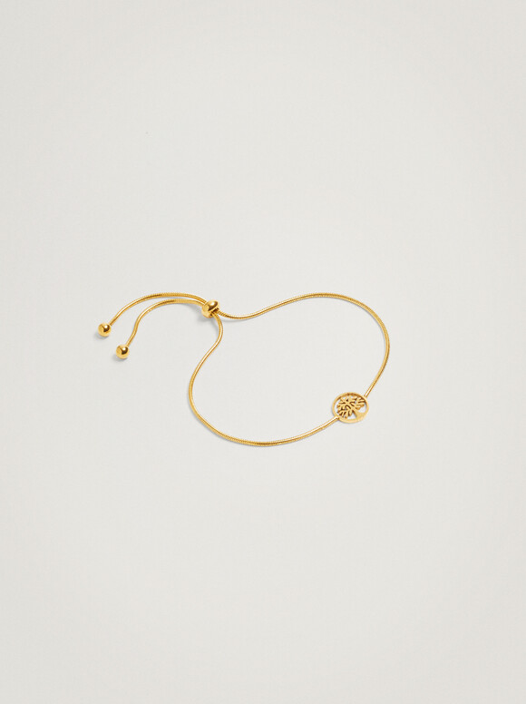 Steel Bracelet With Tree Of Life, Golden, hi-res