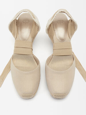 Lace Up Fabric Wedges image number 1.0