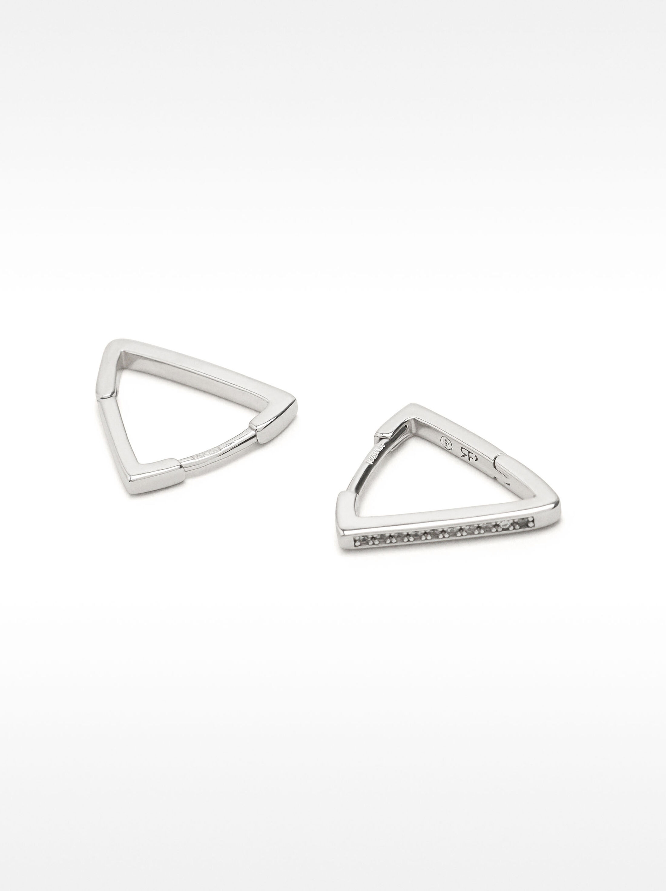 Triangular earrings with zirconia - 925 sterling silver image number 3.0
