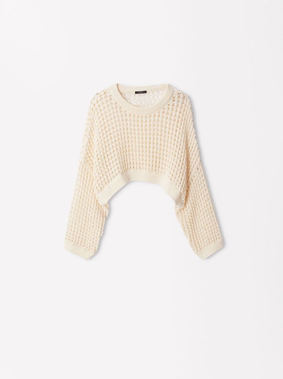 Online Exclusive - Round-Neck Knit Sweater, Beige, hi-res