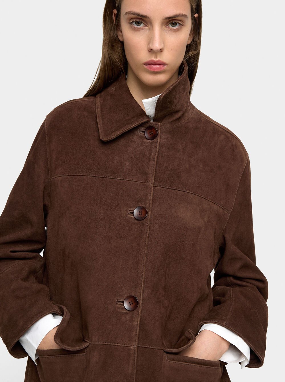 Leather jacket with pockets