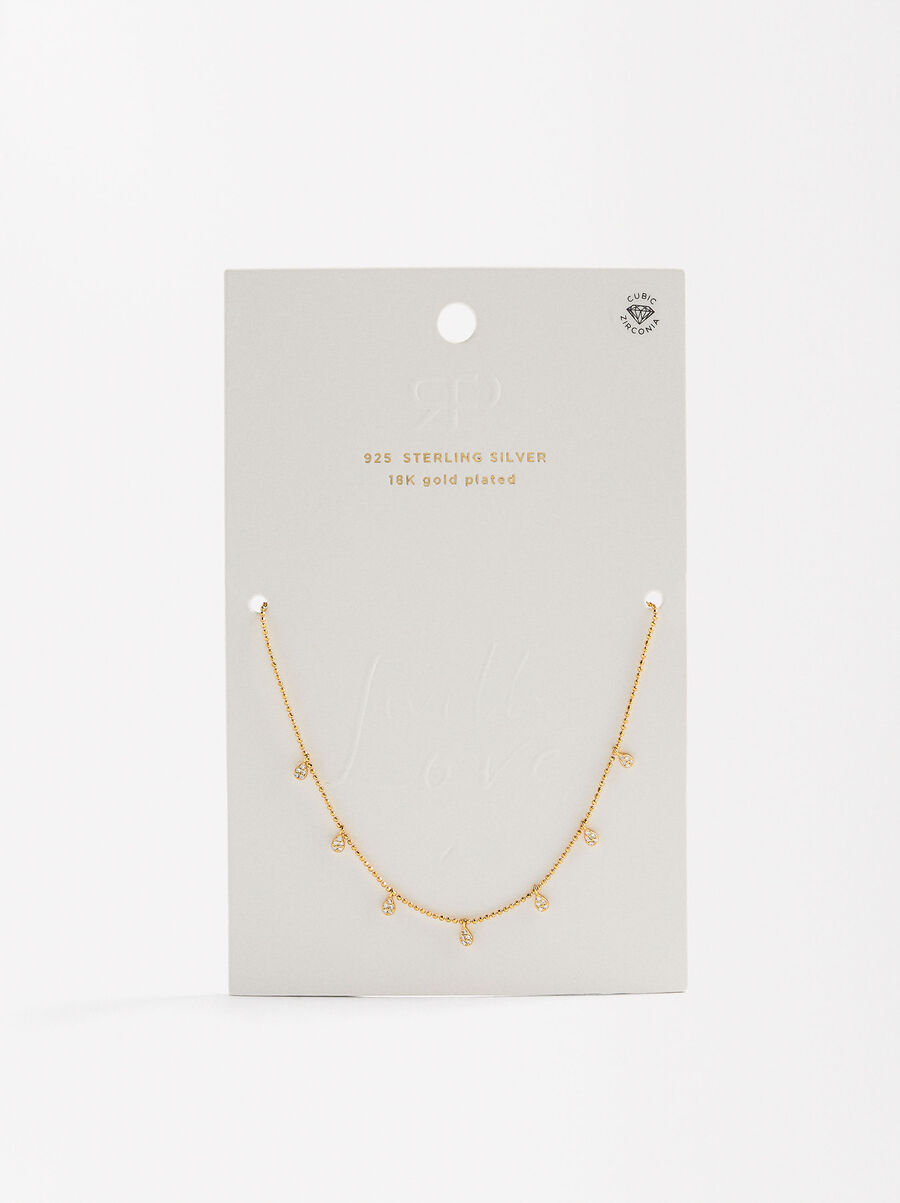 Collana corta con zirconi - Argento sterling 925