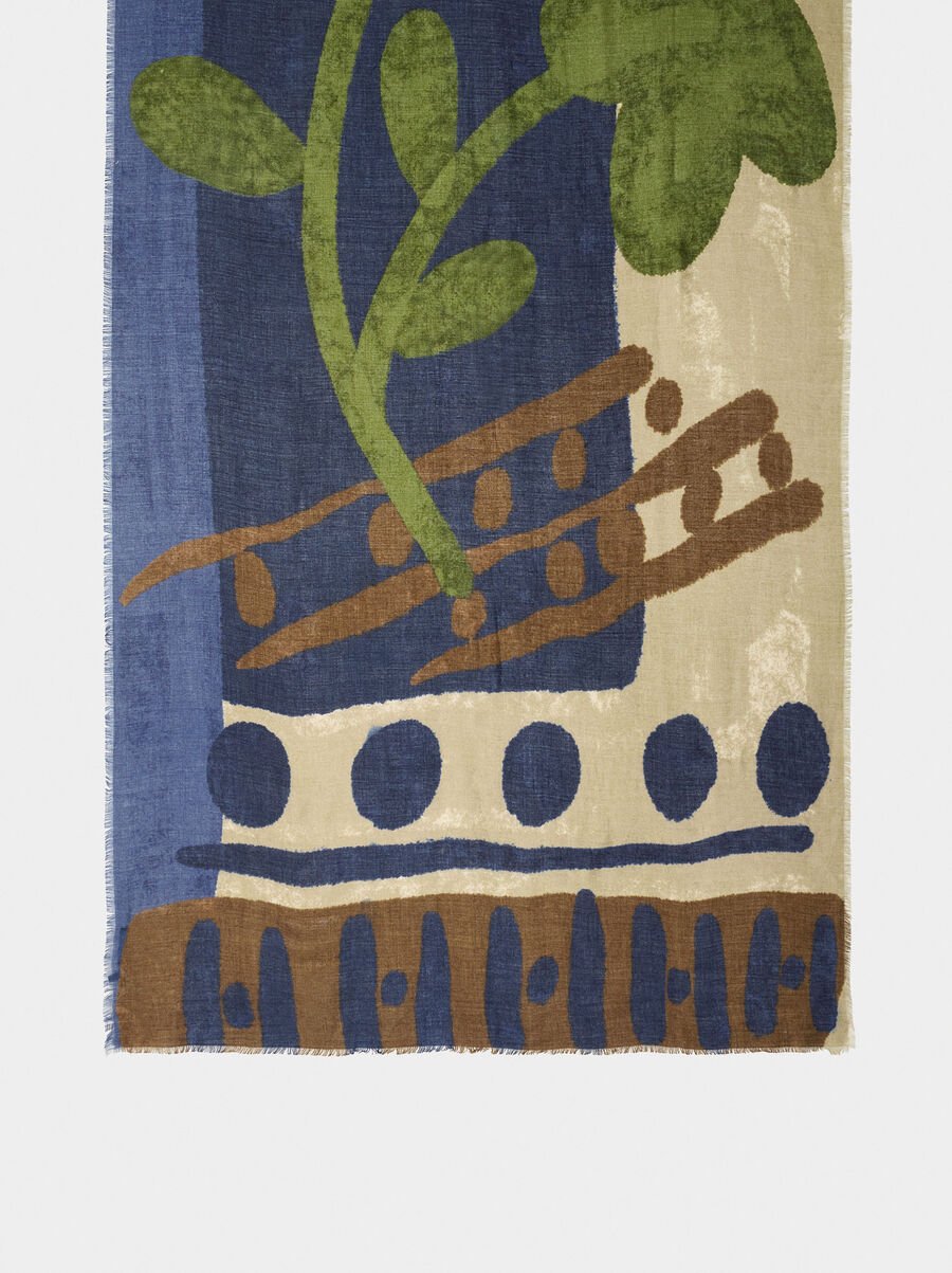Printed scarf with wool