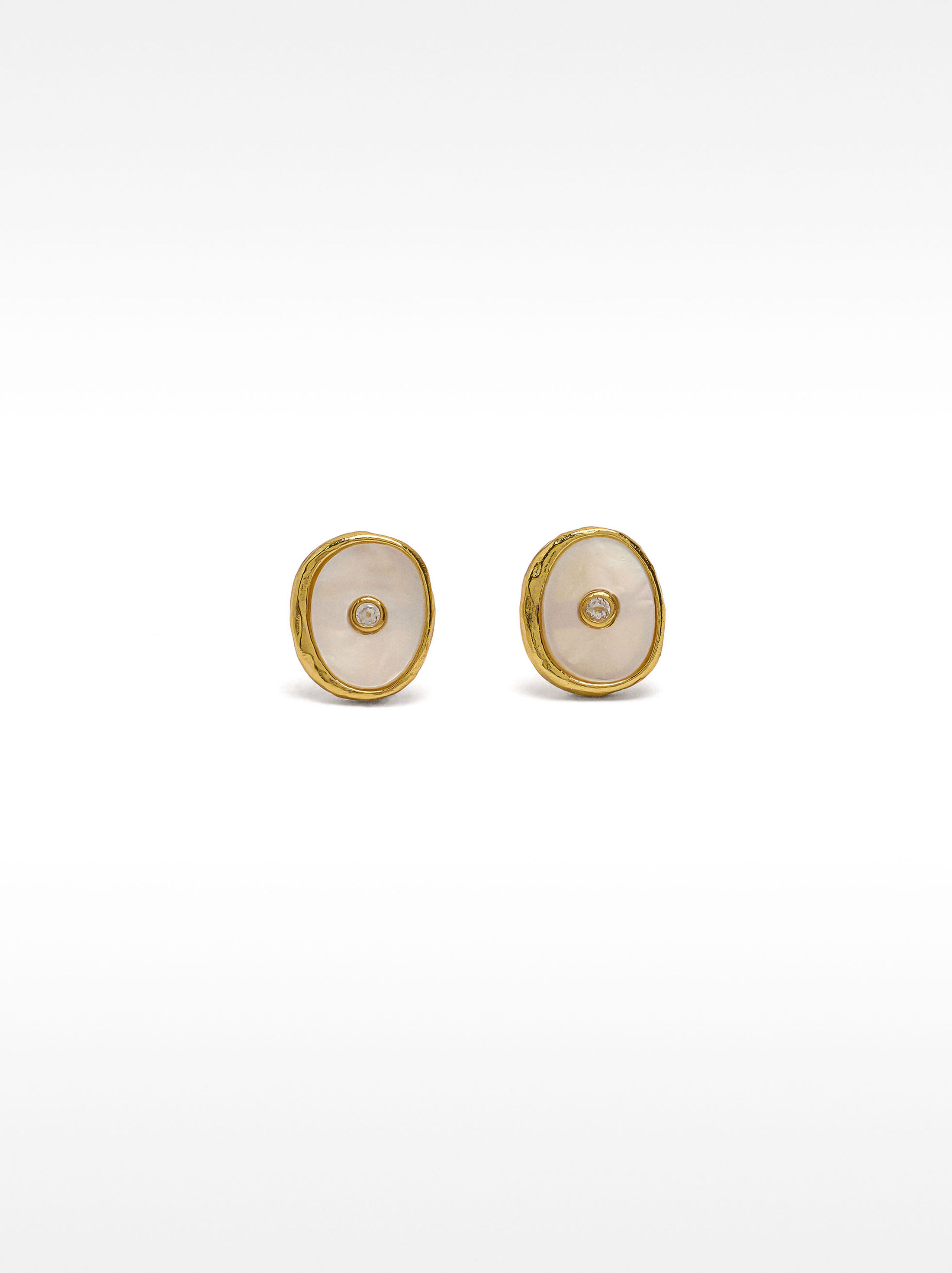 Freshwater pearl earrings with zirconia - 925 sterling silver image number 1.0