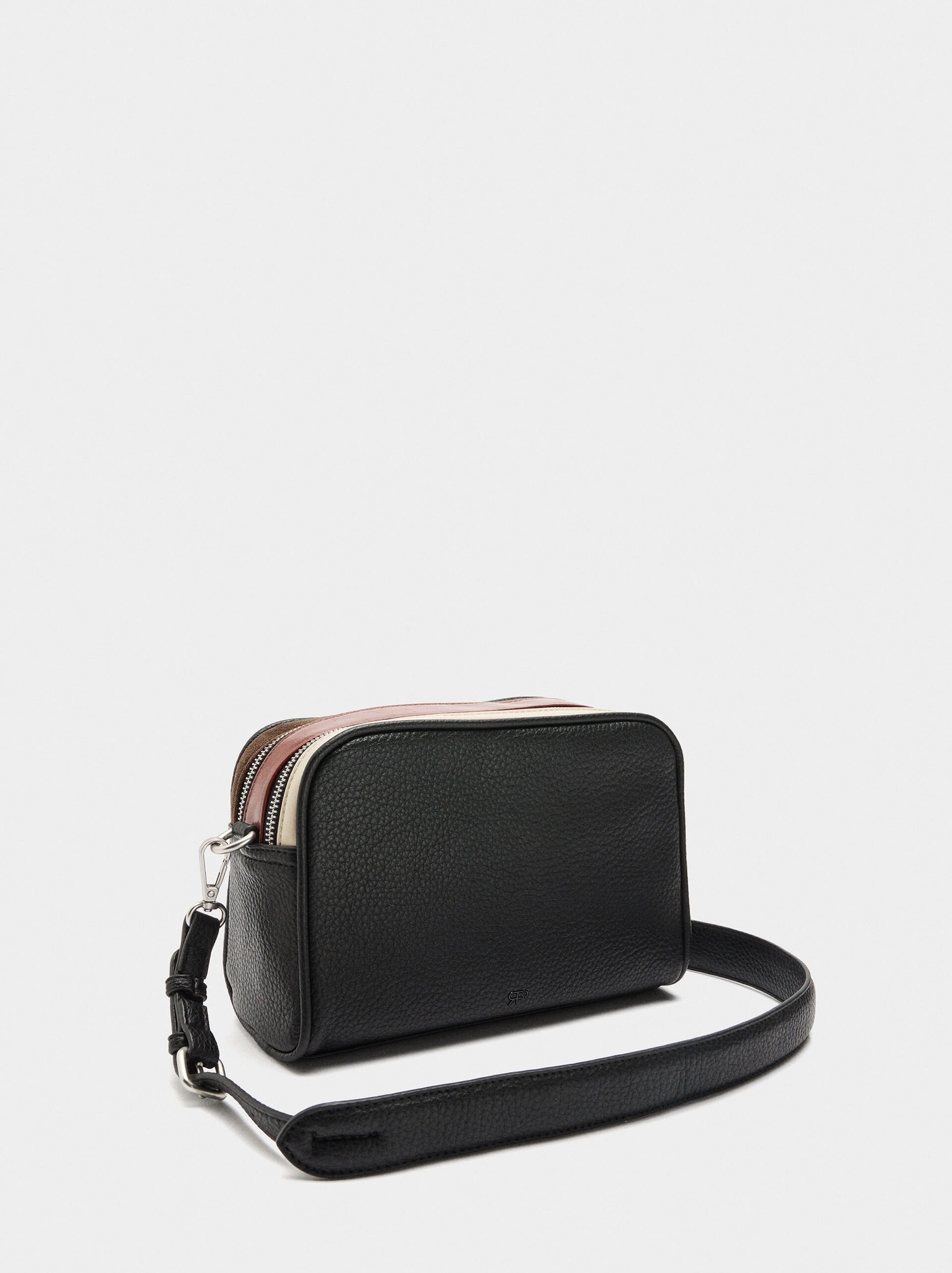 Crossbody bag with leather details image number 2.0