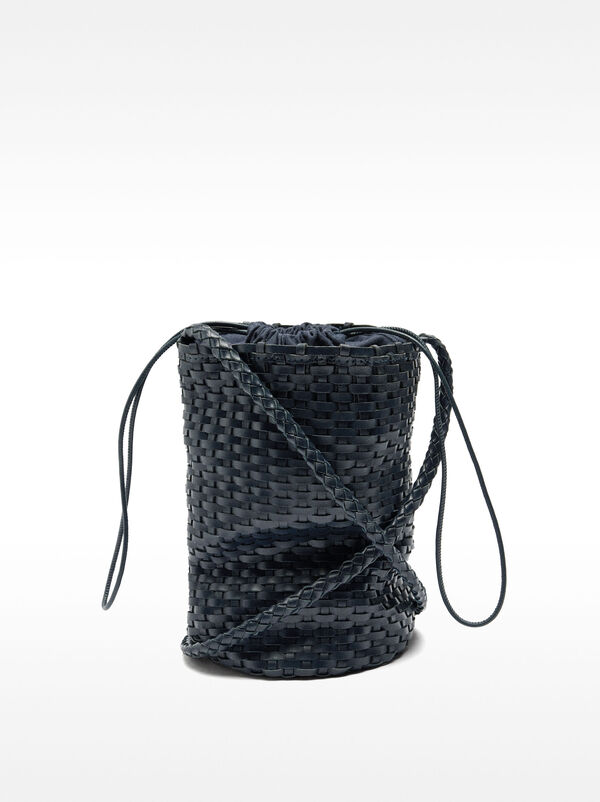 Braided leather bucket bag