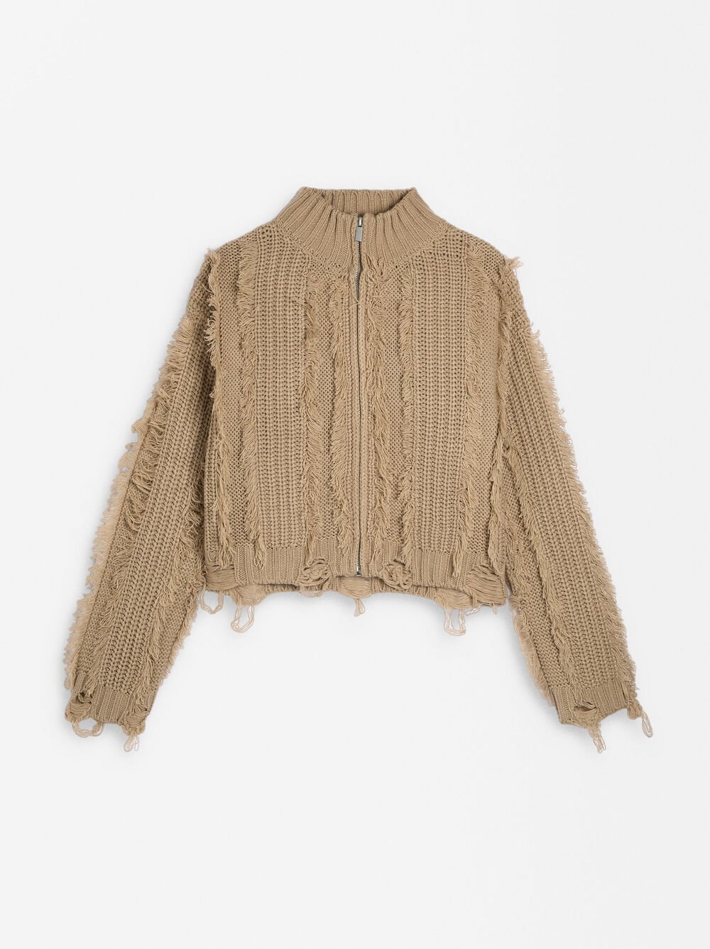 Cardigan with zipper closure