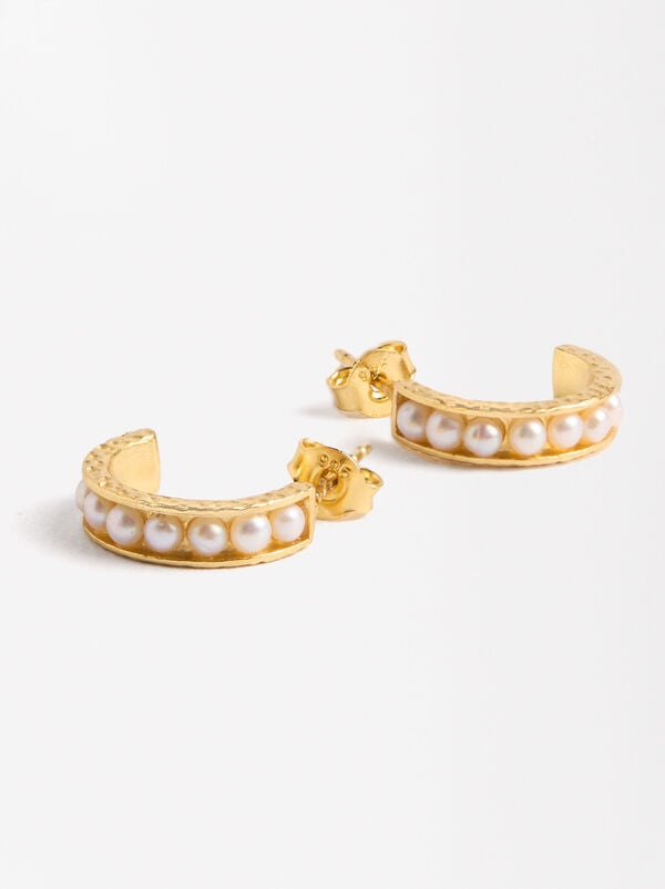 Hoop earrings with pearls - 925 sterling silver