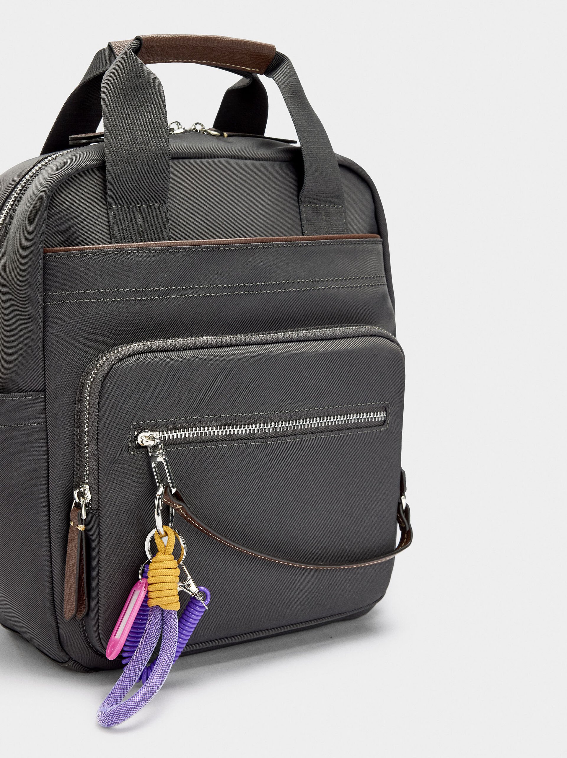 Nylon backpack with pendant image number 1.0