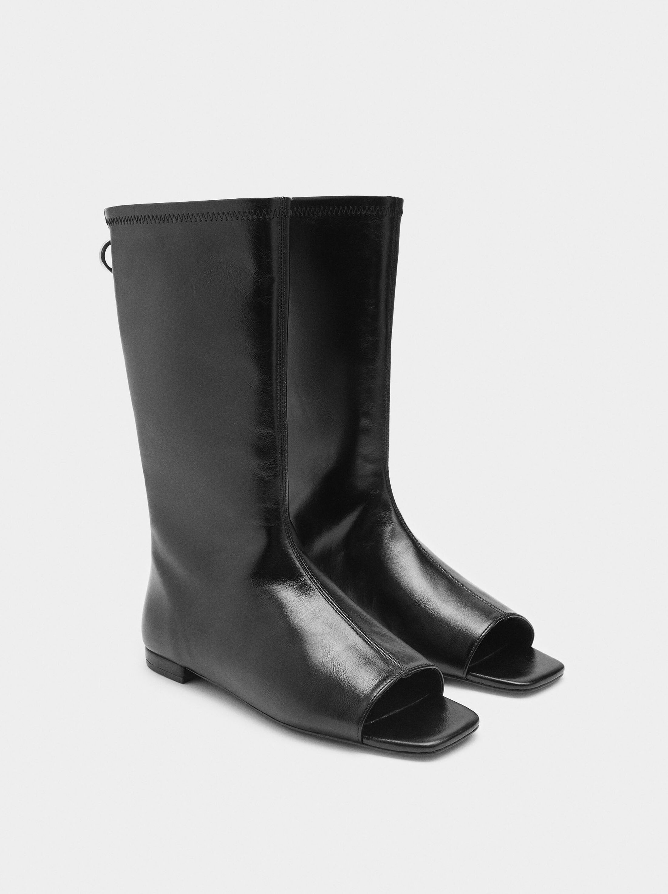 Leather boots with open toe image number 3.0