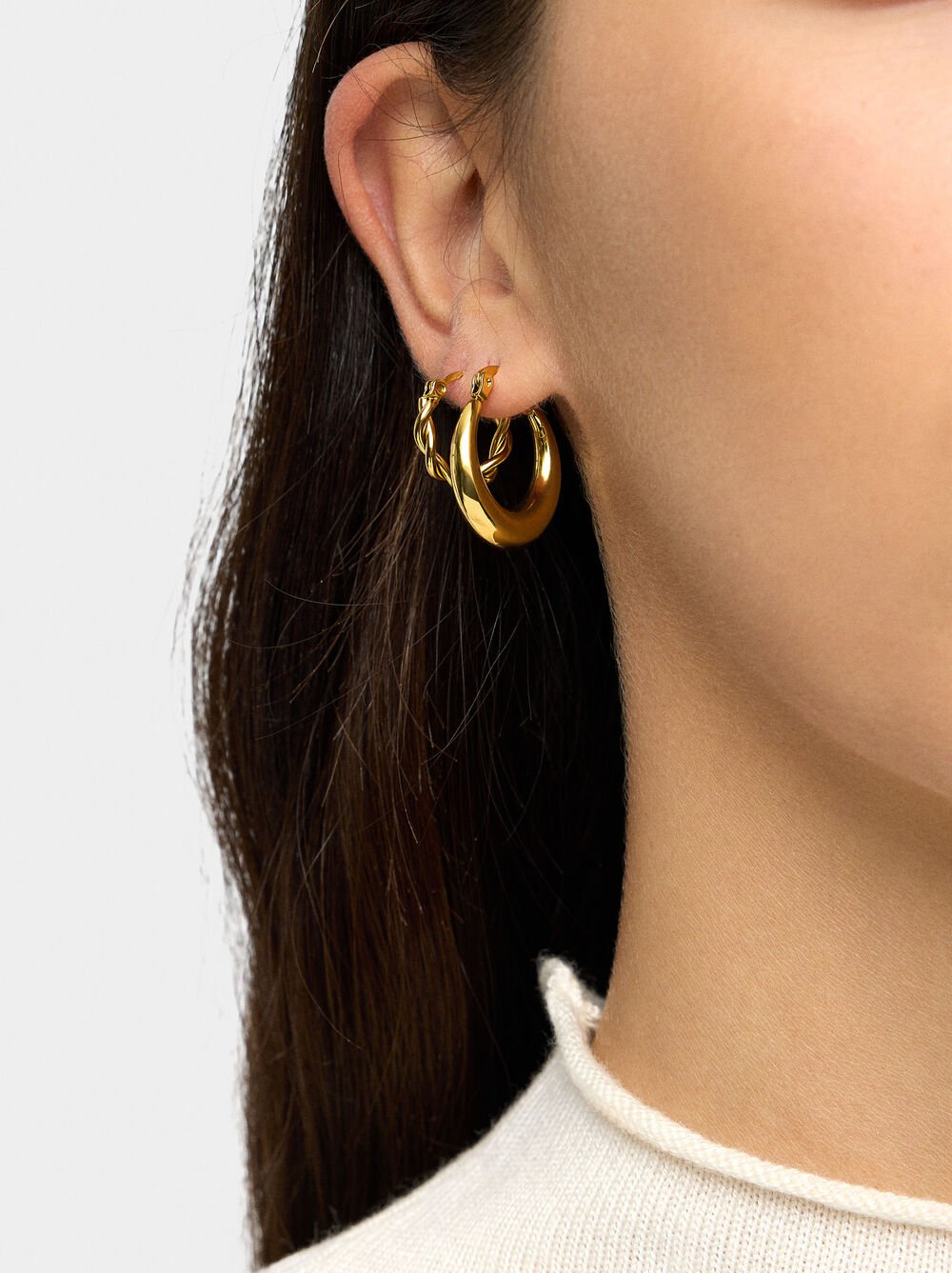Set of golden hoop earrings - stainless steel