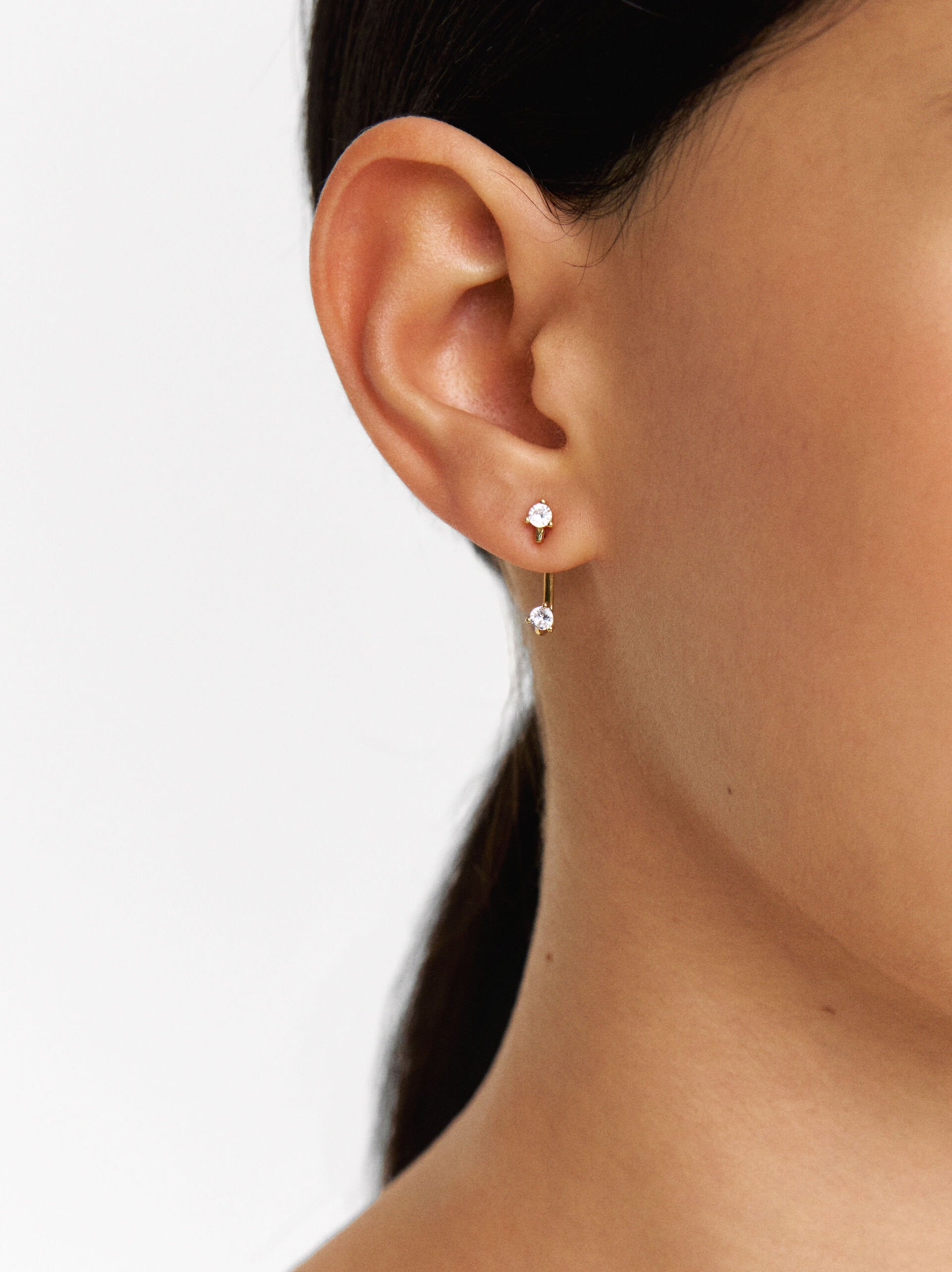 Orecchini ear jacket con zirconi – argento sterling 925 image number 1.0