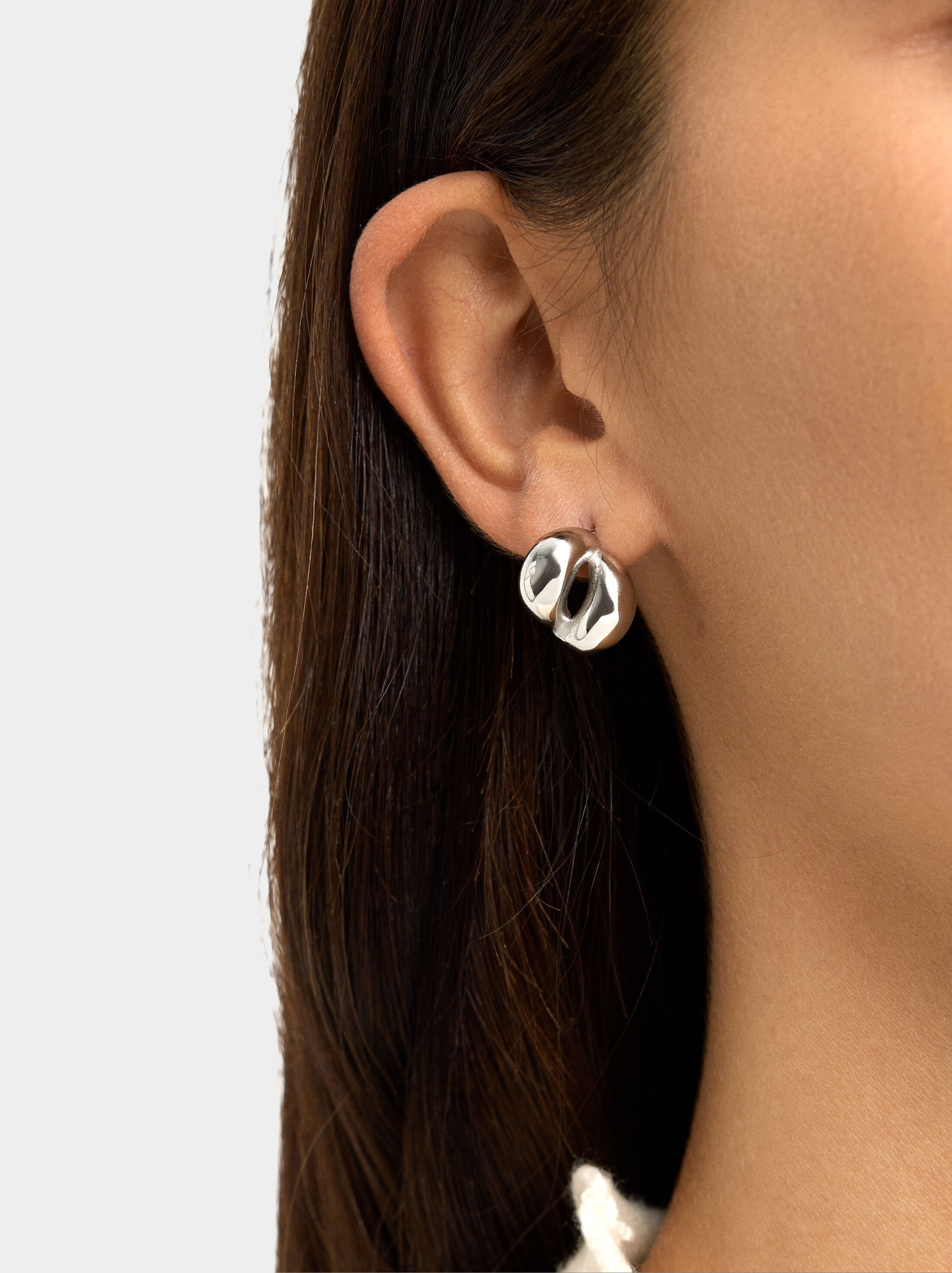 Double-effect earrings – stainless steel image number 1.0