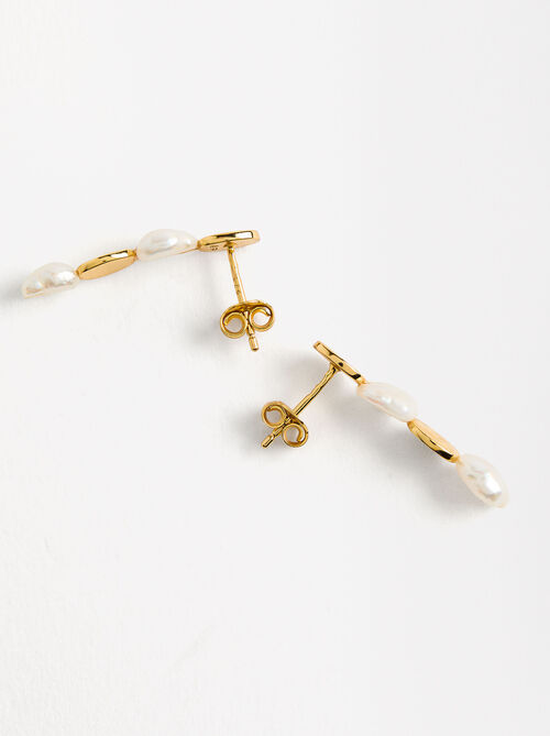 Pendientes largos de perlas - plata de ley 925