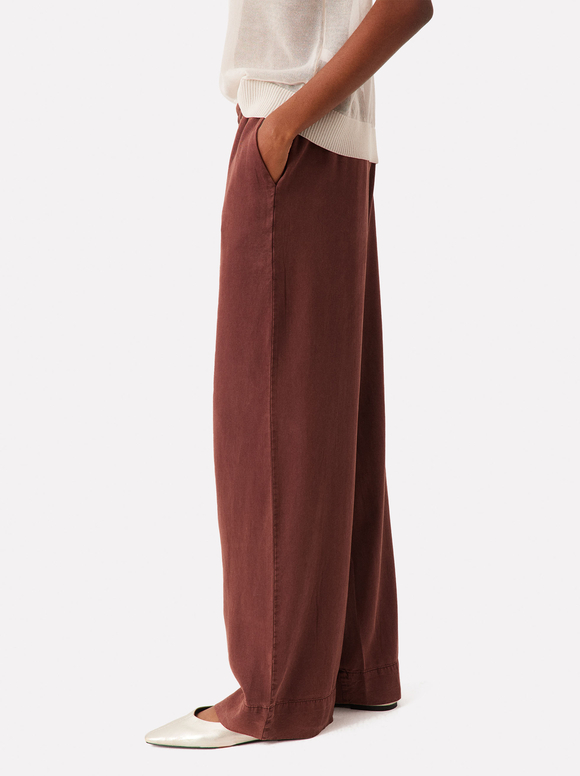 Loose-Fitting Trousers With Elastic Waistband, Brick Red, hi-res