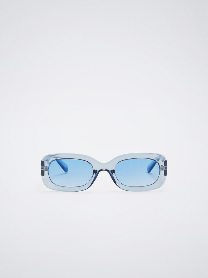 Sonnenbrille Mit Viereckigem Gestell, Blau, hi-res