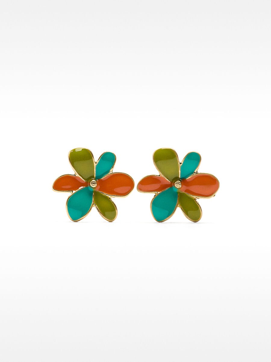 Arracades esmaltades de flor multicolor
