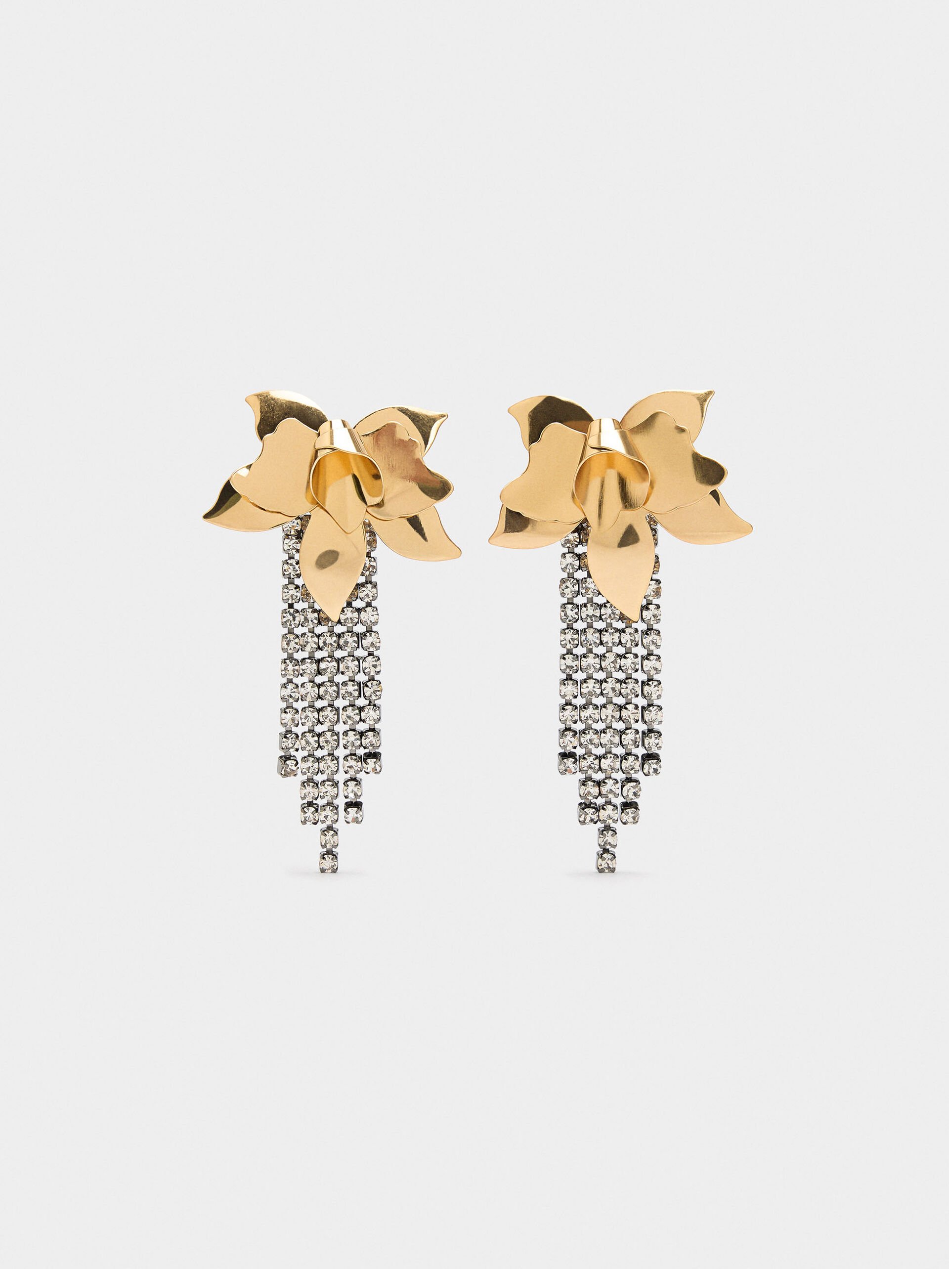 Maxi flower earrings with crystals image number 1.0