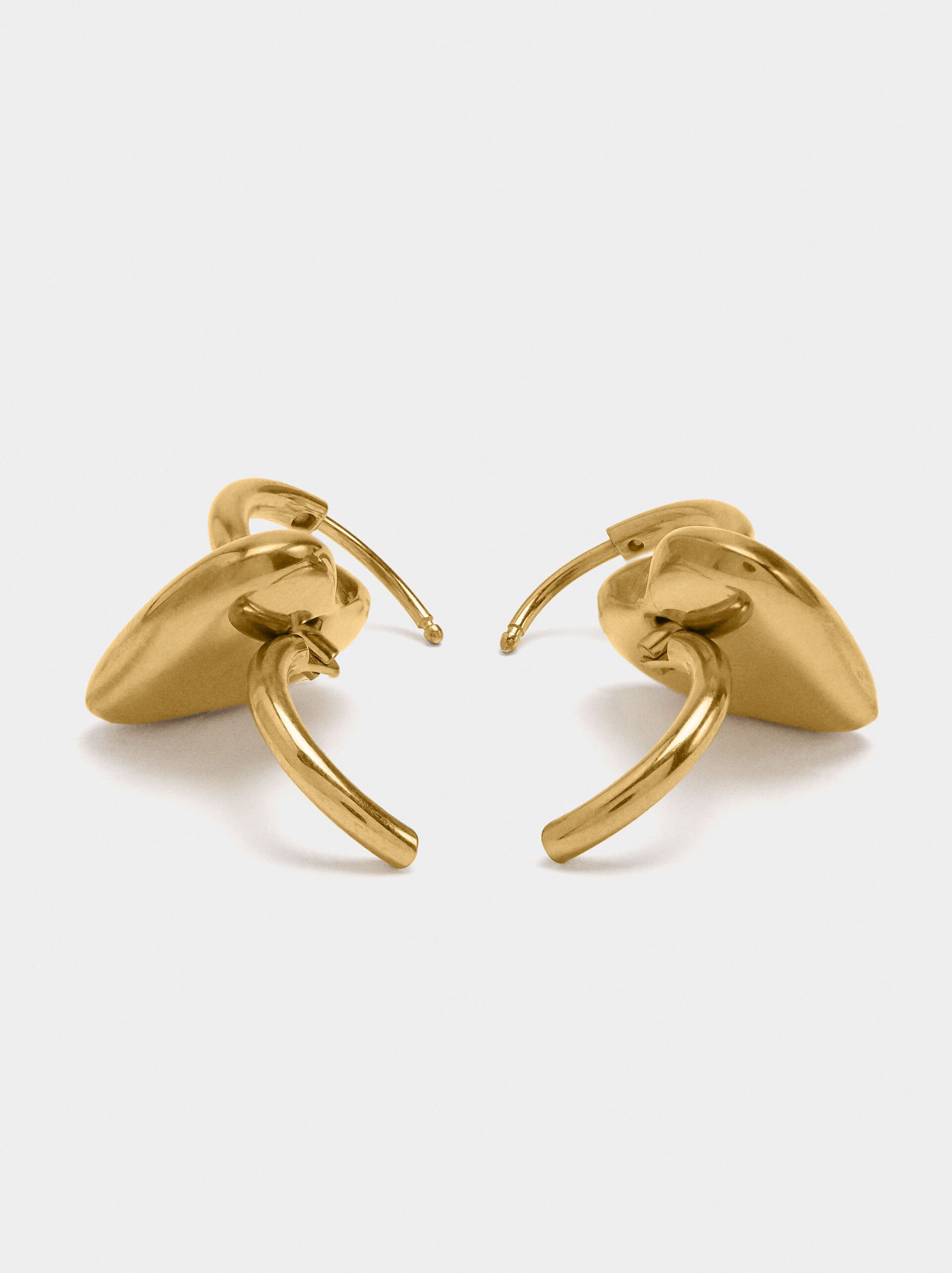 Hoop earrings with hearts - stainless steel image number 3.0