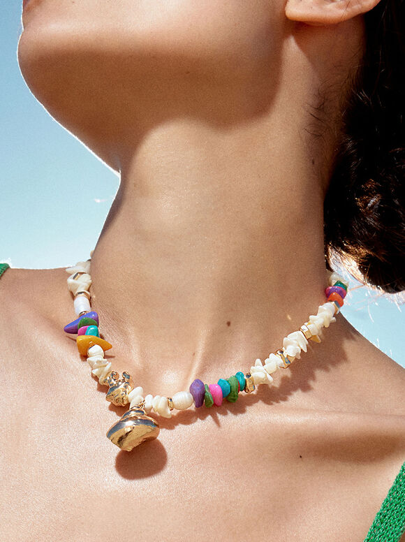 Necklace With Shell, Multicolor, hi-res