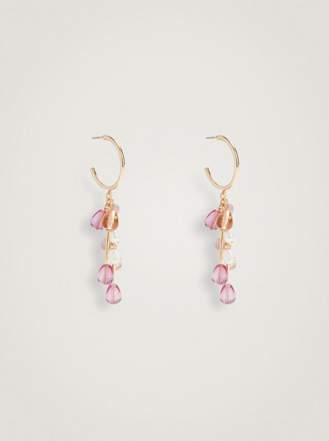 Hoop Earrings With Fresh Water Pearl, Multicolor, hi-res