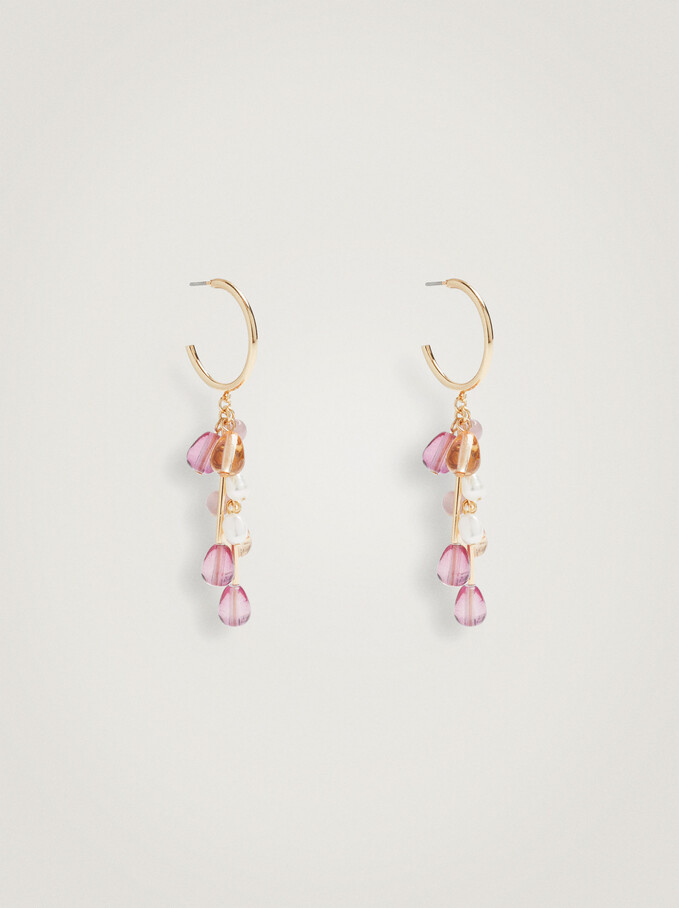 Hoop Earrings With Fresh Water Pearl, Multicolor, hi-res