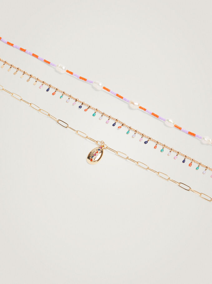 Set De Colliers Avec Perles, Multicolore, hi-res