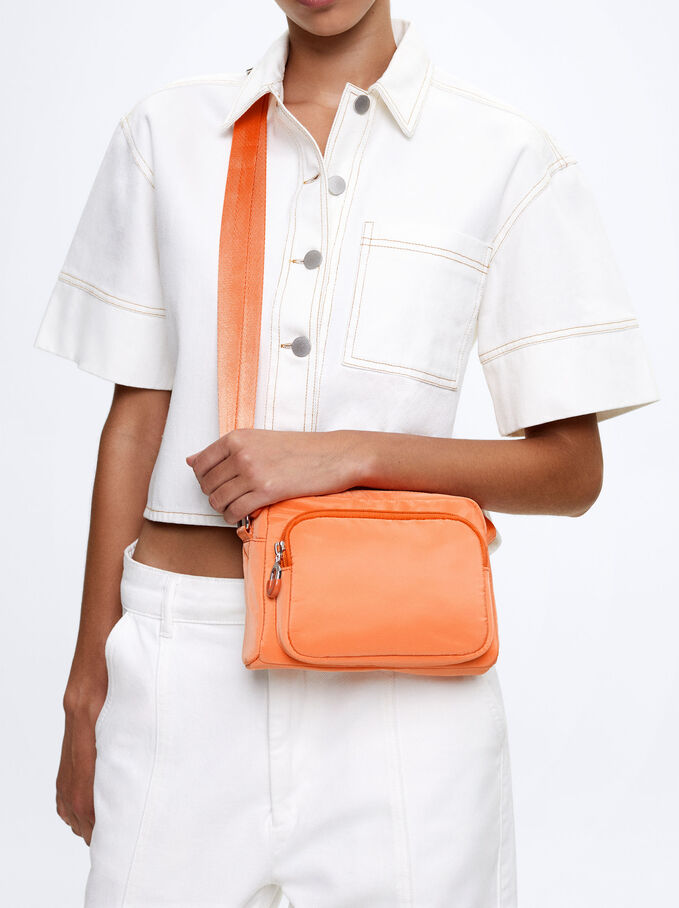 Nylon Shoulder Bag, Orange, hi-res