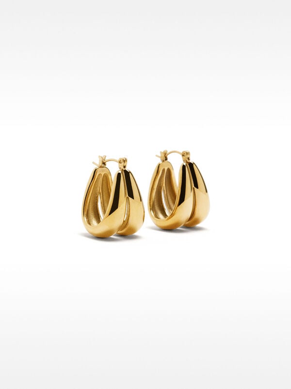 Double-effect hoop earrings – stainless steel