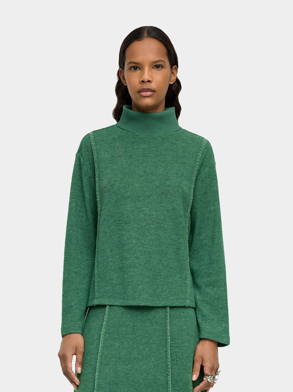 Ribbed sweater with turtleneck