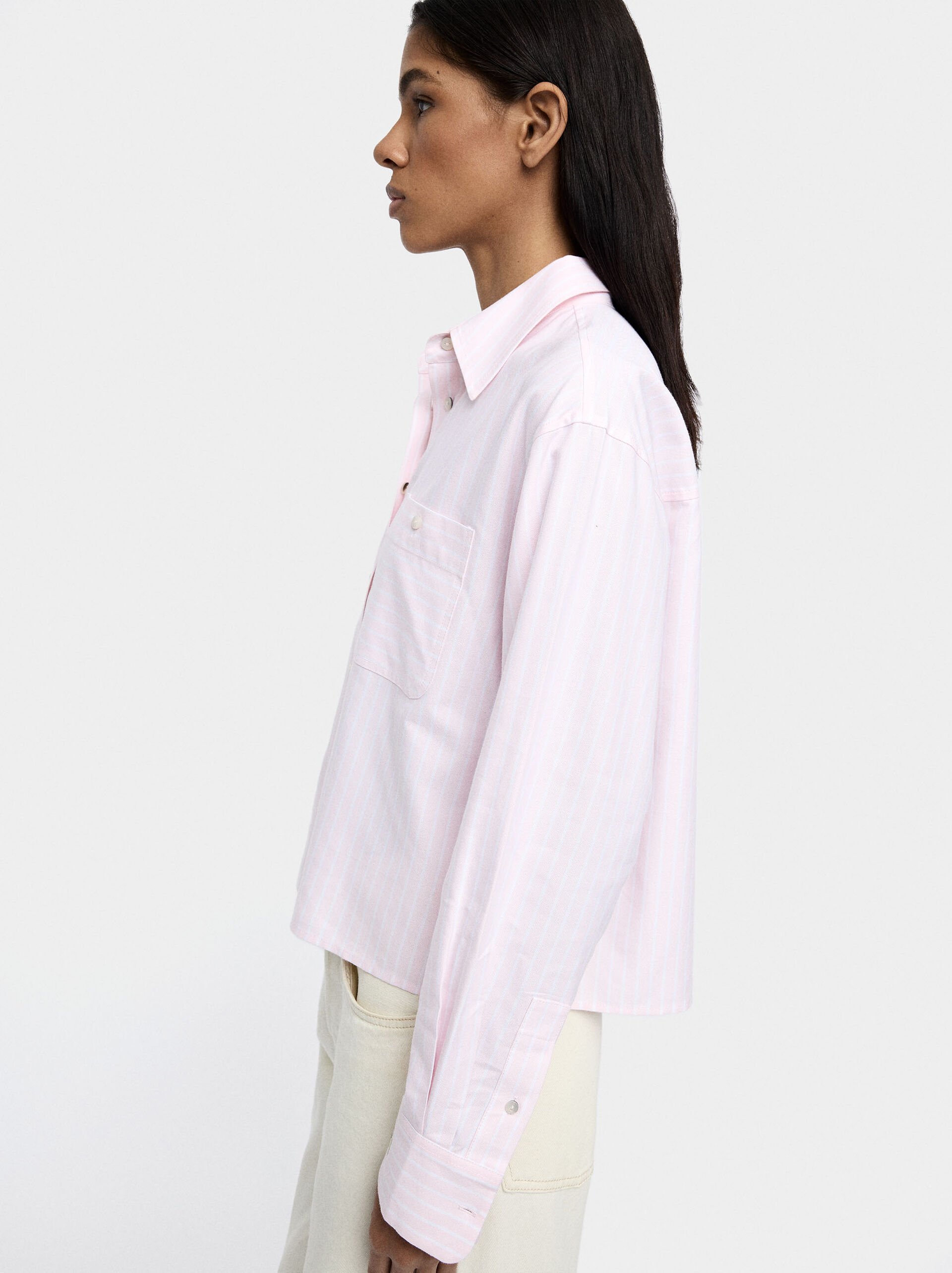 Shirt with cotton stripes image number 2.0