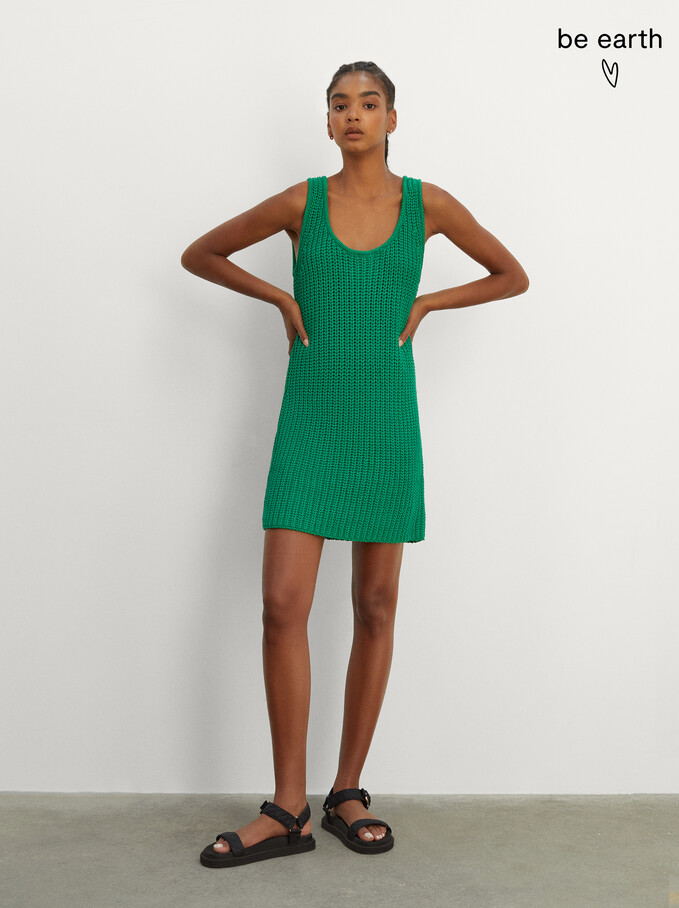 Limited Edition Knitted Dress Made From Recycled Materials, Green, hi-res