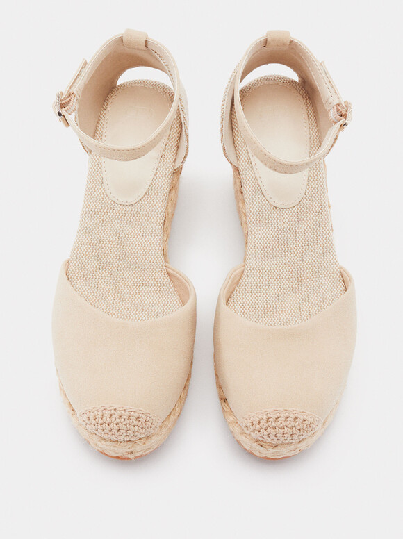Online Exclusive - Wedges With Ankle Strap, Ecru, hi-res