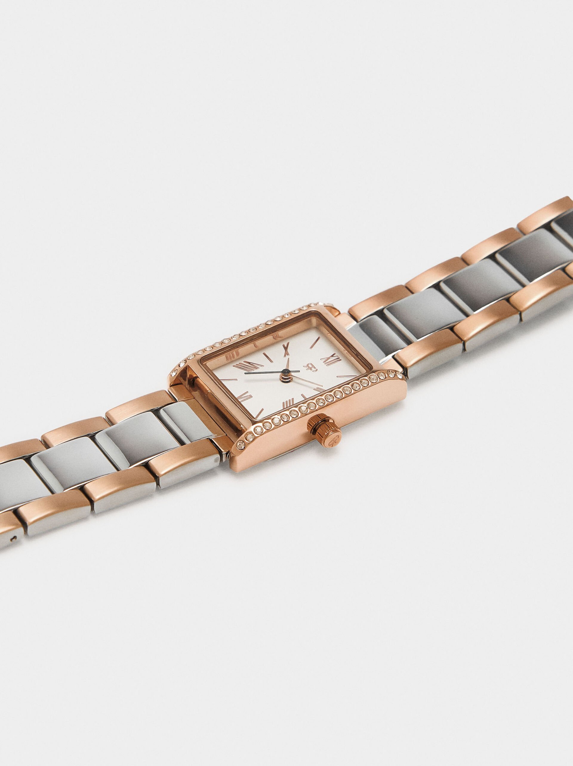 Montre bicolore avec bracelet en acier inoxydable image number 2.0